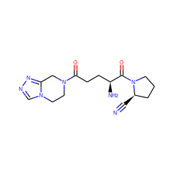 N#C[C@@H]1CCCN1C(=O)[C@@H](N)CCC(=O)N1CCn2cnnc2C1 ZINC000045506401