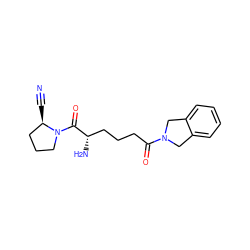 N#C[C@@H]1CCCN1C(=O)[C@@H](N)CCCC(=O)N1Cc2ccccc2C1 ZINC000040955472