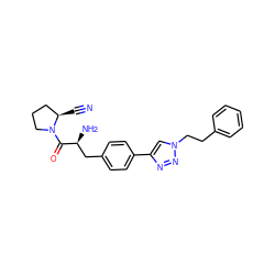 N#C[C@@H]1CCCN1C(=O)[C@@H](N)Cc1ccc(-c2cn(CCc3ccccc3)nn2)cc1 ZINC000096283318