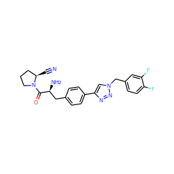 N#C[C@@H]1CCCN1C(=O)[C@@H](N)Cc1ccc(-c2cn(Cc3ccc(F)c(F)c3)nn2)cc1 ZINC000096283306