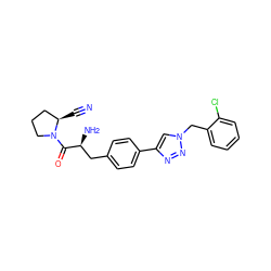 N#C[C@@H]1CCCN1C(=O)[C@@H](N)Cc1ccc(-c2cn(Cc3ccccc3Cl)nn2)cc1 ZINC000096283312