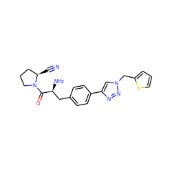 N#C[C@@H]1CCCN1C(=O)[C@@H](N)Cc1ccc(-c2cn(Cc3cccs3)nn2)cc1 ZINC000096283316