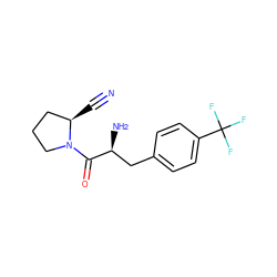 N#C[C@@H]1CCCN1C(=O)[C@@H](N)Cc1ccc(C(F)(F)F)cc1 ZINC000103242343