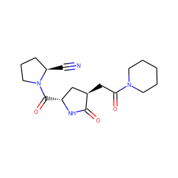 N#C[C@@H]1CCCN1C(=O)[C@@H]1C[C@@H](CC(=O)N2CCCCC2)C(=O)N1 ZINC000064553991