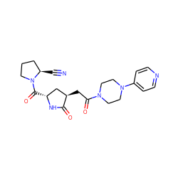 N#C[C@@H]1CCCN1C(=O)[C@@H]1C[C@@H](CC(=O)N2CCN(c3ccncc3)CC2)C(=O)N1 ZINC000064553860