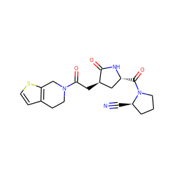 N#C[C@@H]1CCCN1C(=O)[C@@H]1C[C@@H](CC(=O)N2CCc3ccsc3C2)C(=O)N1 ZINC000064573999