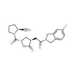 N#C[C@@H]1CCCN1C(=O)[C@@H]1C[C@@H](CC(=O)N2Cc3ccc(Cl)cc3C2)C(=O)N1 ZINC000064564719