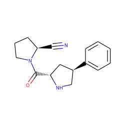N#C[C@@H]1CCCN1C(=O)[C@@H]1C[C@@H](c2ccccc2)CN1 ZINC000028714249