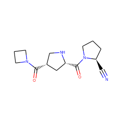 N#C[C@@H]1CCCN1C(=O)[C@@H]1C[C@H](C(=O)N2CCC2)CN1 ZINC000028816277