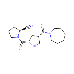 N#C[C@@H]1CCCN1C(=O)[C@@H]1C[C@H](C(=O)N2CCCCCC2)CN1 ZINC000028816295