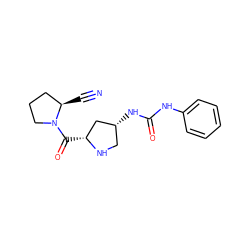 N#C[C@@H]1CCCN1C(=O)[C@@H]1C[C@H](NC(=O)Nc2ccccc2)CN1 ZINC000028520927