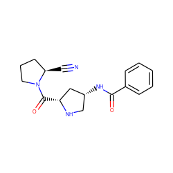 N#C[C@@H]1CCCN1C(=O)[C@@H]1C[C@H](NC(=O)c2ccccc2)CN1 ZINC000028521815