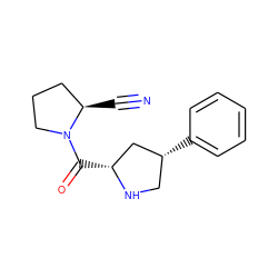 N#C[C@@H]1CCCN1C(=O)[C@@H]1C[C@H](c2ccccc2)CN1 ZINC000028714248