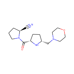 N#C[C@@H]1CCCN1C(=O)[C@@H]1CC[C@H](CN2CCOCC2)N1 ZINC000023357944