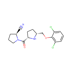 N#C[C@@H]1CCCN1C(=O)[C@@H]1CC[C@H](COc2c(Cl)cccc2Cl)N1 ZINC000014947550