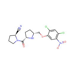 N#C[C@@H]1CCCN1C(=O)[C@@H]1CC[C@H](COc2cc([N+](=O)[O-])c(Cl)cc2Cl)N1 ZINC000014947602