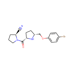 N#C[C@@H]1CCCN1C(=O)[C@@H]1CC[C@H](COc2ccc(Br)cc2)N1 ZINC000014947534