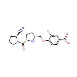 N#C[C@@H]1CCCN1C(=O)[C@@H]1CC[C@H](COc2ccc(C(=O)O)cc2Cl)N1 ZINC000014947576