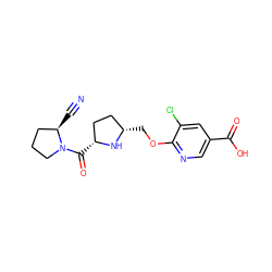 N#C[C@@H]1CCCN1C(=O)[C@@H]1CC[C@H](COc2ncc(C(=O)O)cc2Cl)N1 ZINC000014947586