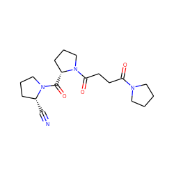 N#C[C@@H]1CCCN1C(=O)[C@@H]1CCCN1C(=O)CCC(=O)N1CCCC1 ZINC000013648156