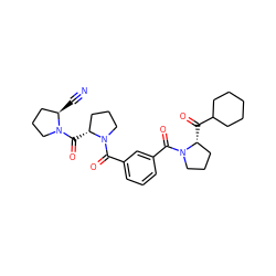 N#C[C@@H]1CCCN1C(=O)[C@@H]1CCCN1C(=O)c1cccc(C(=O)N2CCC[C@H]2C(=O)C2CCCCC2)c1 ZINC000013528096