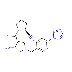 N#C[C@@H]1CCCN1C(=O)[C@@H]1CN(Cc2ccc(-n3cncn3)cc2)C[C@@H]1N ZINC000028955091