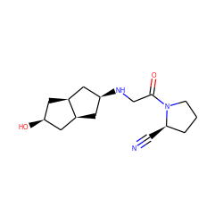 N#C[C@@H]1CCCN1C(=O)CN[C@H]1C[C@H]2C[C@@H](O)C[C@H]2C1 ZINC000101349653