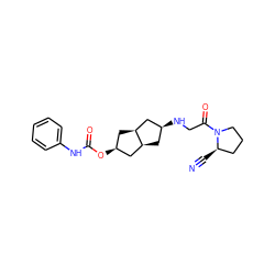 N#C[C@@H]1CCCN1C(=O)CN[C@H]1C[C@H]2C[C@@H](OC(=O)Nc3ccccc3)C[C@H]2C1 ZINC000101349664