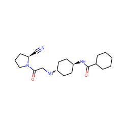 N#C[C@@H]1CCCN1C(=O)CN[C@H]1CC[C@H](NC(=O)C2CCCCC2)CC1 ZINC000299847896