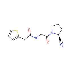 N#C[C@@H]1CCCN1C(=O)CNC(=O)Cc1cccs1 ZINC000084633981