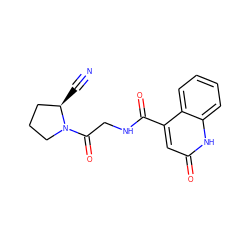 N#C[C@@H]1CCCN1C(=O)CNC(=O)c1cc(=O)[nH]c2ccccc12 ZINC000096270284