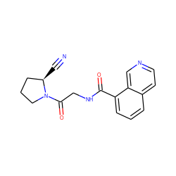 N#C[C@@H]1CCCN1C(=O)CNC(=O)c1cccc2ccncc12 ZINC000096270300