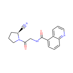 N#C[C@@H]1CCCN1C(=O)CNC(=O)c1cccc2ncccc12 ZINC000096270269