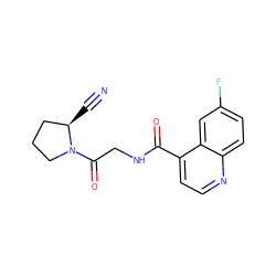 N#C[C@@H]1CCCN1C(=O)CNC(=O)c1ccnc2ccc(F)cc12 ZINC000096270276