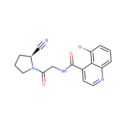 N#C[C@@H]1CCCN1C(=O)CNC(=O)c1ccnc2cccc(Br)c12 ZINC000096270279