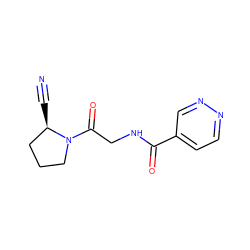 N#C[C@@H]1CCCN1C(=O)CNC(=O)c1ccnnc1 ZINC000169310695