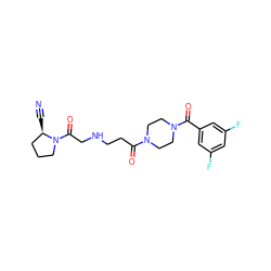 N#C[C@@H]1CCCN1C(=O)CNCCC(=O)N1CCN(C(=O)c2cc(F)cc(F)c2)CC1 ZINC000013679147