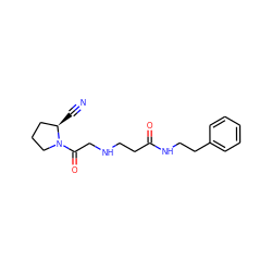 N#C[C@@H]1CCCN1C(=O)CNCCC(=O)NCCc1ccccc1 ZINC000013679177