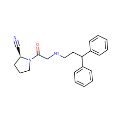 N#C[C@@H]1CCCN1C(=O)CNCCC(c1ccccc1)c1ccccc1 ZINC000013522942