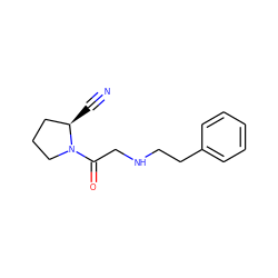 N#C[C@@H]1CCCN1C(=O)CNCCc1ccccc1 ZINC000013522933