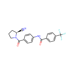 N#C[C@@H]1CCCN1C(=O)c1ccc(NC(=O)c2ccc(C(F)(F)F)cc2)cc1 ZINC000084741191