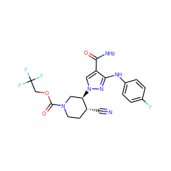 N#C[C@@H]1CCN(C(=O)OCC(F)(F)F)C[C@H]1n1cc(C(N)=O)c(Nc2ccc(F)cc2)n1 ZINC000220688951