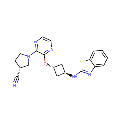 N#C[C@@H]1CCN(c2nccnc2O[C@H]2C[C@H](Nc3nc4ccccc4s3)C2)C1 ZINC000146068326