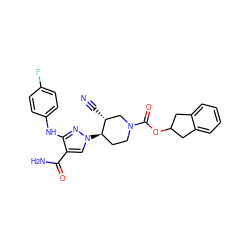 N#C[C@@H]1CN(C(=O)OC2Cc3ccccc3C2)CC[C@H]1n1cc(C(N)=O)c(Nc2ccc(F)cc2)n1 ZINC000205064161