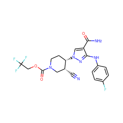 N#C[C@@H]1CN(C(=O)OCC(F)(F)F)CC[C@@H]1n1cc(C(N)=O)c(Nc2ccc(F)cc2)n1 ZINC000205056084