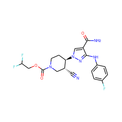 N#C[C@@H]1CN(C(=O)OCC(F)F)CC[C@H]1n1cc(C(N)=O)c(Nc2ccc(F)cc2)n1 ZINC000205039344