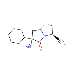 N#C[C@@H]1CS[C@H]2C[C@](N)(C3CCCCC3)C(=O)N21 ZINC000043078356