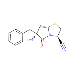 N#C[C@@H]1CS[C@H]2C[C@](N)(Cc3ccccc3)C(=O)N21 ZINC000053119579