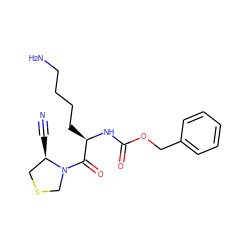 N#C[C@@H]1CSCN1C(=O)[C@@H](CCCCN)NC(=O)OCc1ccccc1 ZINC000026660502