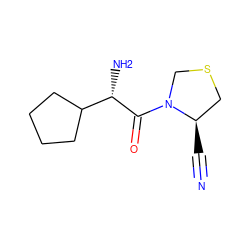 N#C[C@@H]1CSCN1C(=O)[C@@H](N)C1CCCC1 ZINC000026653522